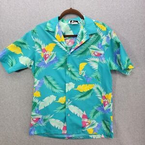 Vintage Hilo Hattie Shirt Men medium Button Up Bright Hawaii Floral windsurfing